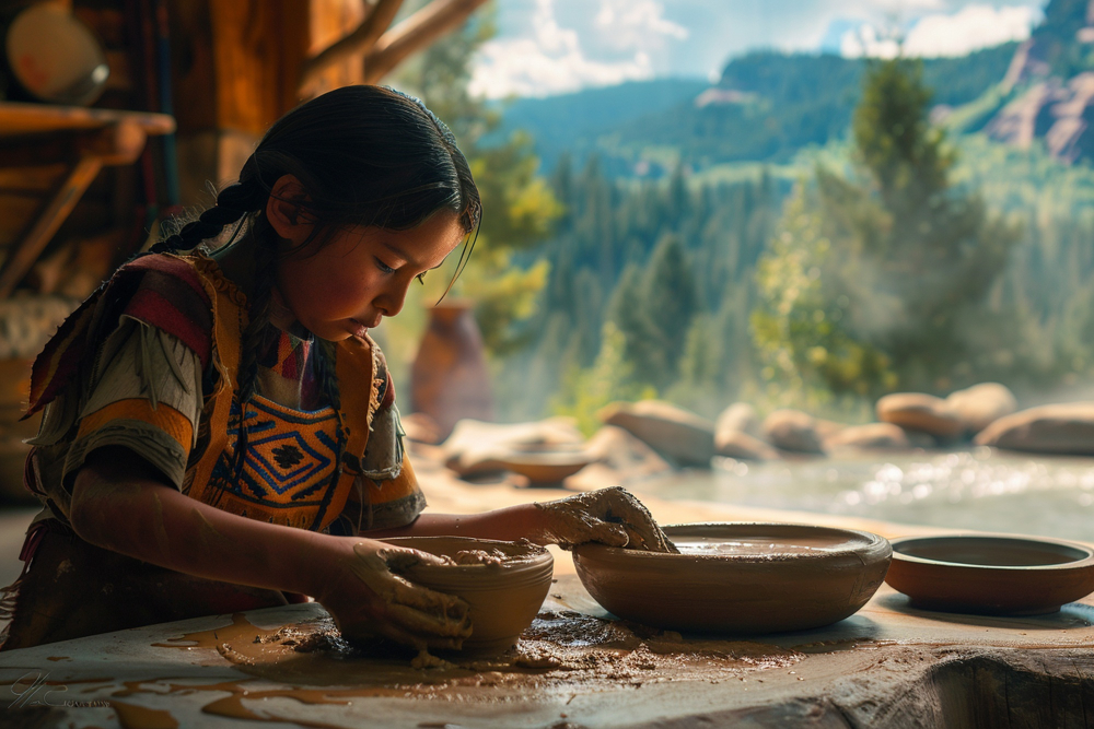 Talented child doing pottery